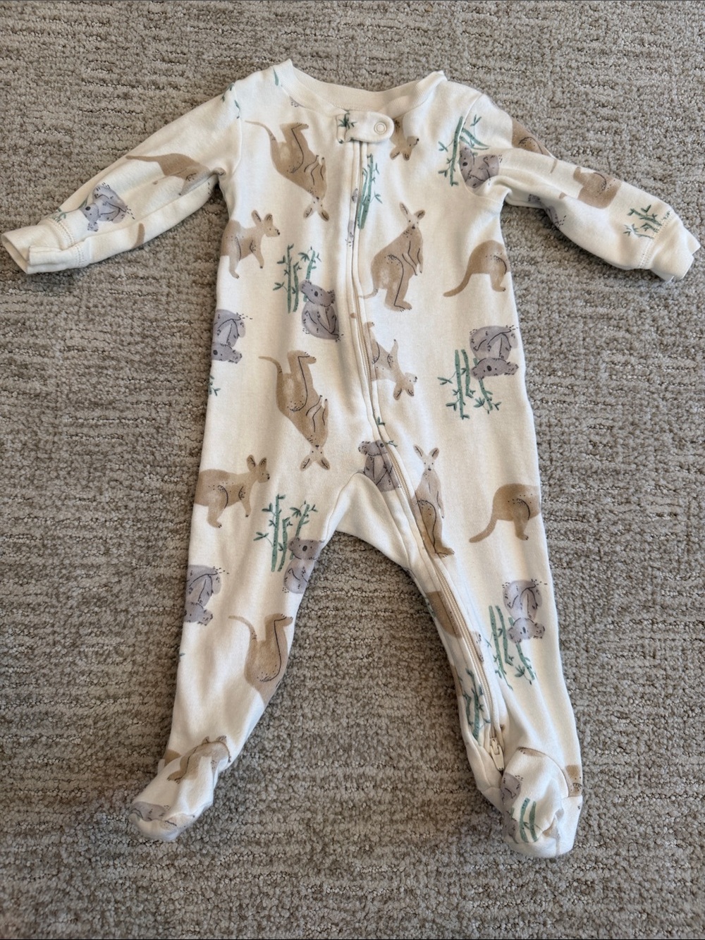 Carter's Cream Kangaroo & Koala Footed One-Piece Pajamas